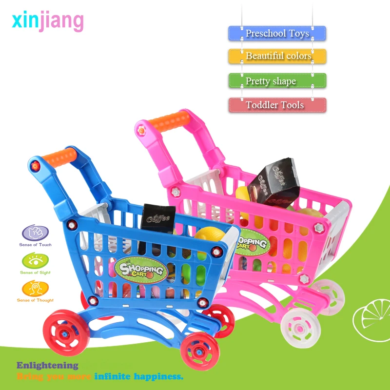 Supermarket Shopping Cart Trolleys Model & Fruit & Drink DIY Shopping