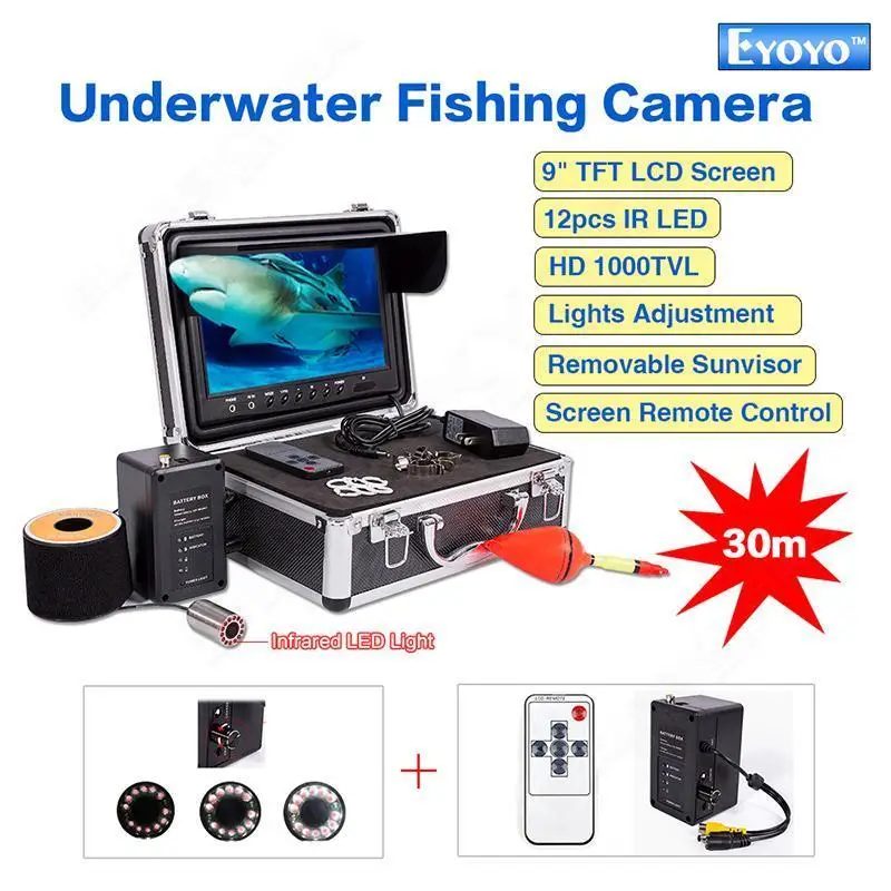 

Free shipping! EYOYO 9" LCD w/Remote Controller+30M Infrared Underwater HD Camera Fish Finder