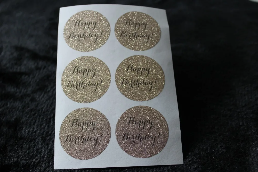 

3.8cm Happy Birthday Rose gold glitter classic round sticker