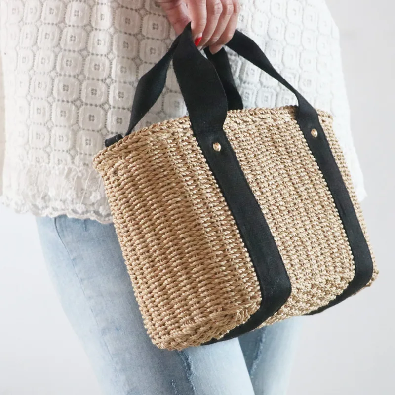 Женская сумка из природного материала плетеная Новая высококачественная сумка из ротанга пляжная соломенная сумка через плечо летние сумки - Цвет: brown 1