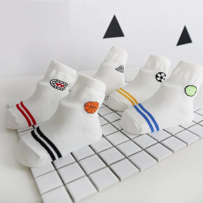 Kacakid/хлопковые носки для новорожденных; весенние детские спортивные носки; детские носки для мальчиков; 5 пар/лот - Цвет: S