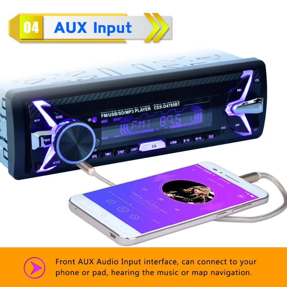 SOONHUA Detachable Bluetooth Stereo AUX Autio Car MP3 Player FM Radio Handsfree Music Player Support SD Card With Remote Control