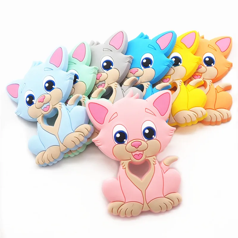 

Chengkai 1PC Silicone Cat Teether DIY Baby Shower Chewing Pendant Nursing Sensory Kitten Teething Pacifier Dummy Jewelry Toy