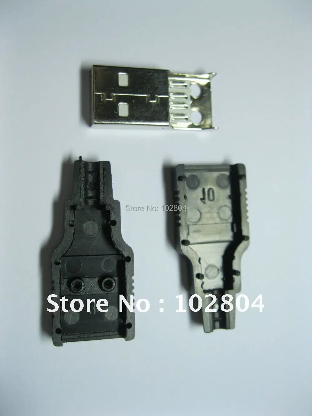 

200 Pcs Per Lot A/M Solder Type 3-Piece 4 pin USB Male Plug Connector Black Plasitc Handle Cover