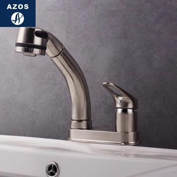 

Azos Pull-out Faucet Rotatable Mixing Valve Brass Nickel Brushed Cold and Hot Switch Two Function Continental Basin Shower Room