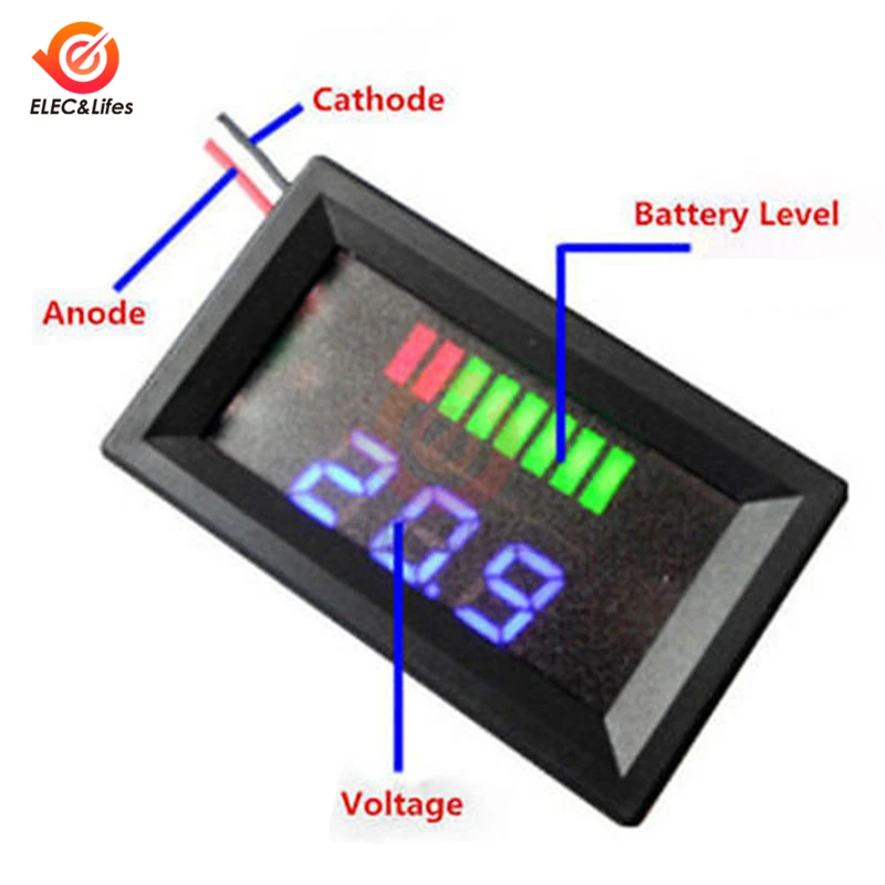 6 в 12 В 24 в 36 в 48 в автомобильный свинцово-кислотный индикатор уровня заряда батареи тестер литиевая батарея индикатор емкости светодиодный вольтметр