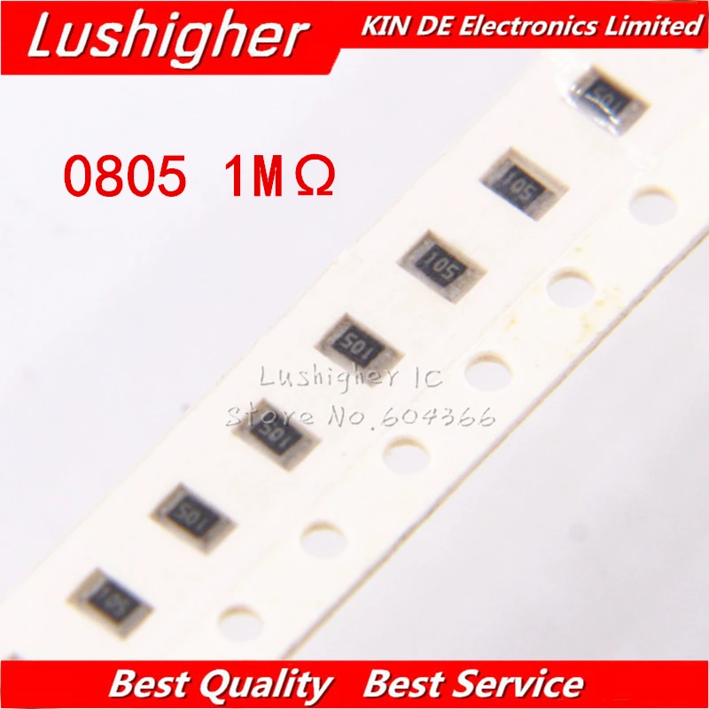 

100PCS 0805 SMD Resistor 5% 1M ohm 105 1004 1.0Mohm 1Mohm free shipping