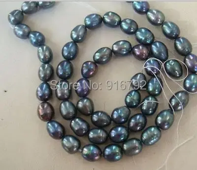 

YH@CS stunning 8-10mm natural tahitian peaock black red pearl necklace 32''