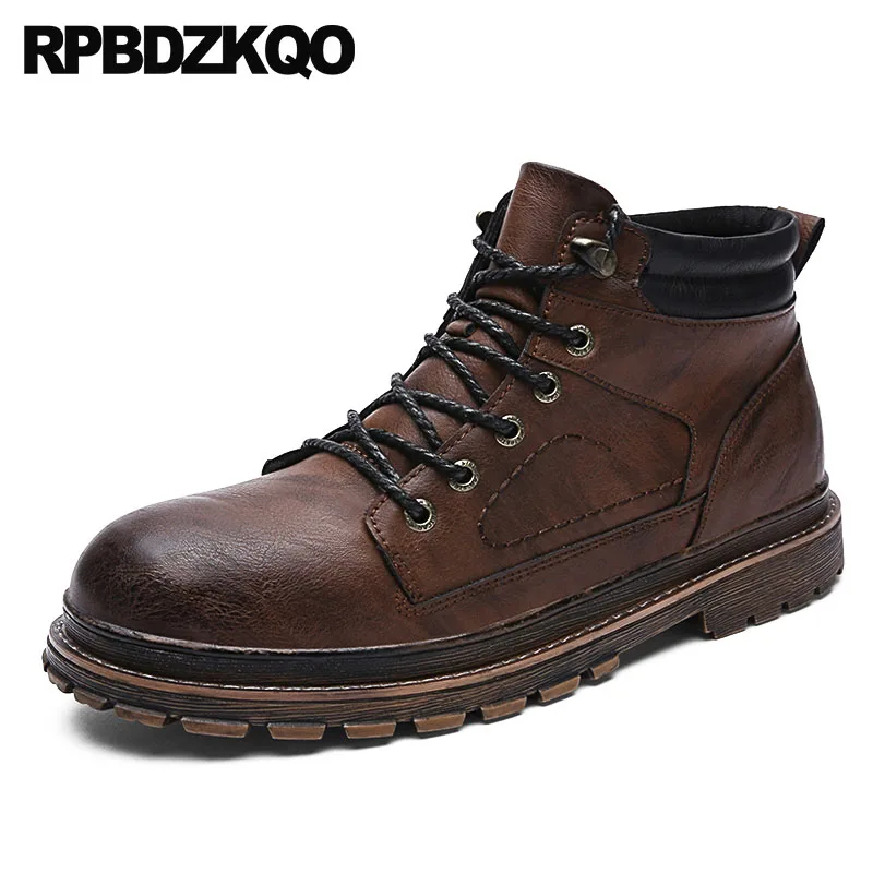 

retro combat boots designer fashion booties black fall lace up military 2018 army shoes brown men autumn footwear waterproof