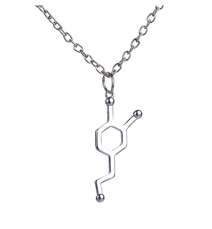 New Hexagon Chemical Molecular Structure Pendant Necklace Chemistry Molecule love chemical formula Necklace Polygon Geometry Necklace