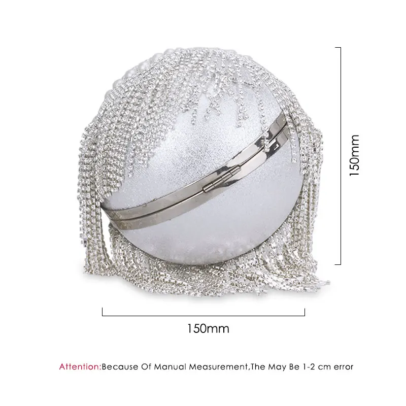 Tassel Fashion Women Pearl Beaded Crystal Party Evening Bag Bridal Wedding Round Ball Wrist Bag Round Clutch Purse Handbag Tassel Fashion Women Pearl Beaded Crystal Party Evening Bag Bridal Wedding Round Ball Wrist Bag Round Clutch Purse Handbag