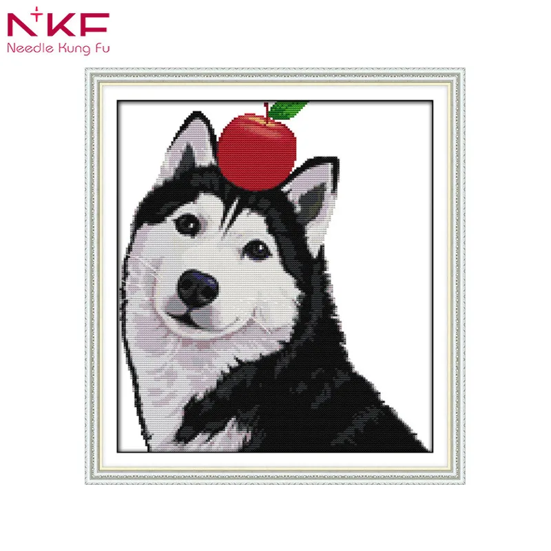 Apple huskies китайские схемы для вышивки крестом напечатаны на холсте вышивка рукоделие Наборы diy ручной работы животное 14ct домашний декор