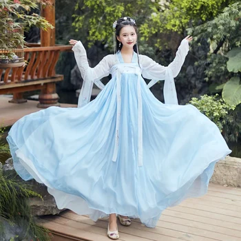 

Hanfu Costume Chinese Style Fairy Antique Clothes Chinese Ancient And Traditional Clothes Folk Dance Performance Costume DQL734