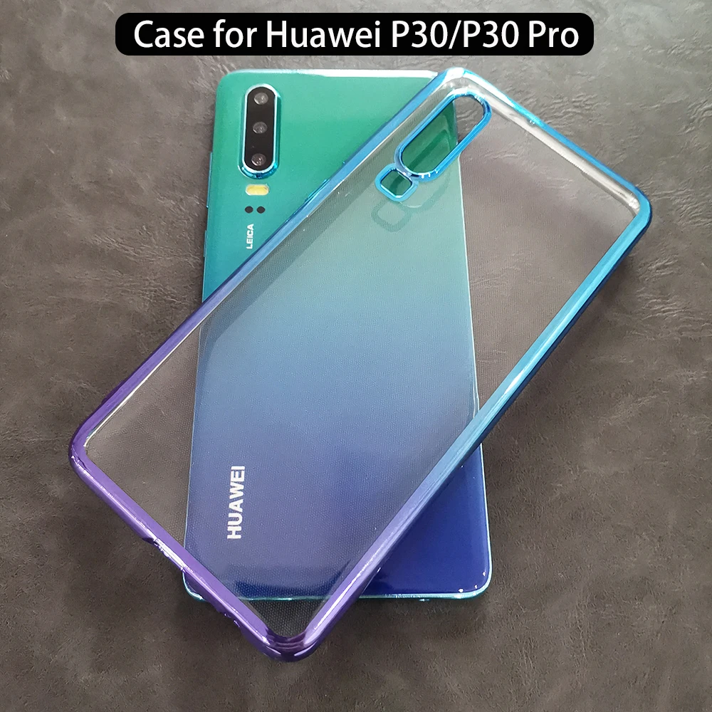 

Ultra Thin Fashion Soft Silicon Clear Transparent Phone Case for Huawei P30 Laser Plating Luxury Cover for Huawei P30 Case