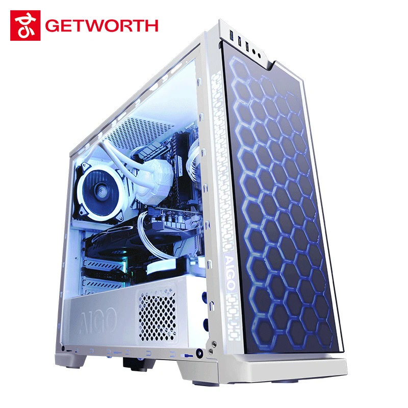 GETWORTH S8 настольный компьютер I7 8700 GTX1070 180 г SSD 1 ТБ HDD полный белый серии Win10 PUBG 8G RAM ASUS Z370 водяного охлаждения