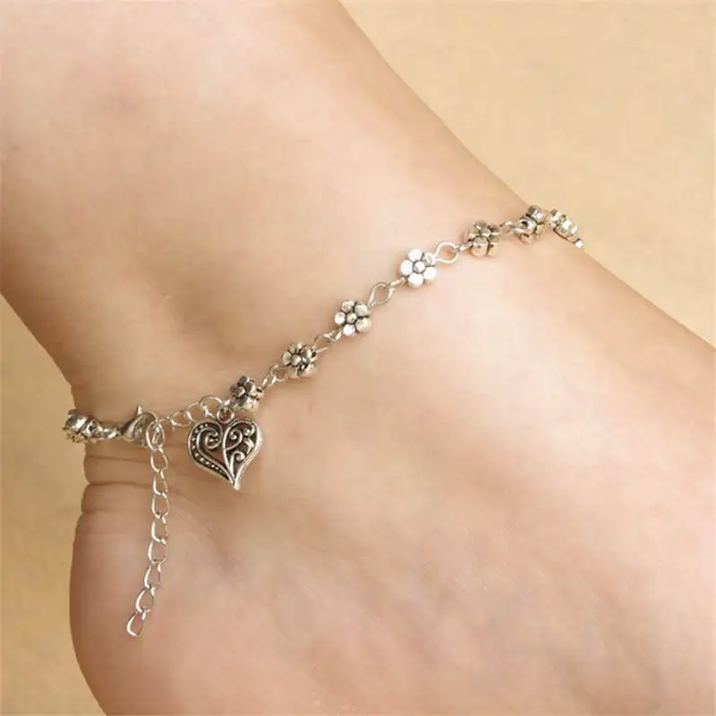 

Winterxue Classic Heart Female Pendant Anklets Barefoot Sandals Foot Bracelet Low Price Flower Anklet Jewelry Leg Bracelet