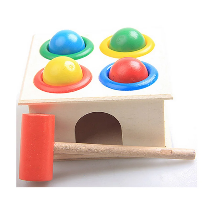 

Children Early Learning Educational Toys Baby Hammering Wooden Ball Hammer Box Geometric Blocks Kids Newborn Toy Gifts @Z425