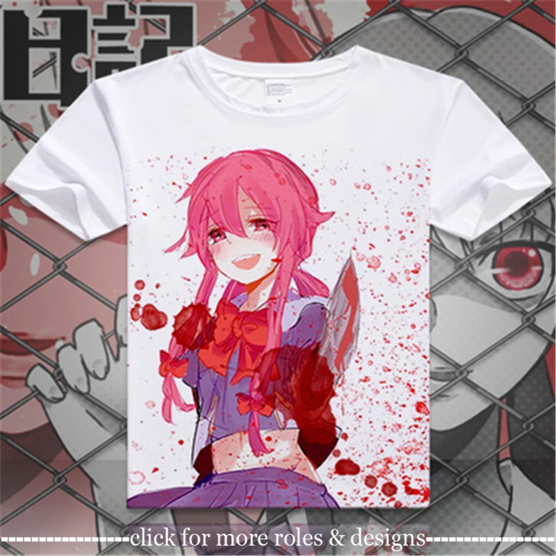 

Future Diary Gasai Yuno Amano Yukiteru Cosplay Costume Cloth Unisex Short Sleeve T-shirt