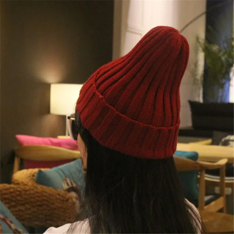 2018 Patch Wool Hat Autumn And Winter Warm Knit Student Hat Tide Men And Women Cold Cap Pullover Cap Pointed Hat ACI89 (4)