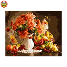 Цифровой Цвет DIY Цветная Акриловая Краска их рабочего украшения живопись корзина-ваза картины по номерам цветы