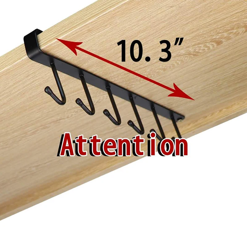 Многофункциональный 3 шт. X 6 крючков держатель кружки под шкаф кофейная чашка вешалка для кухни, Armoire и любой толщины 0,8 дюймов или