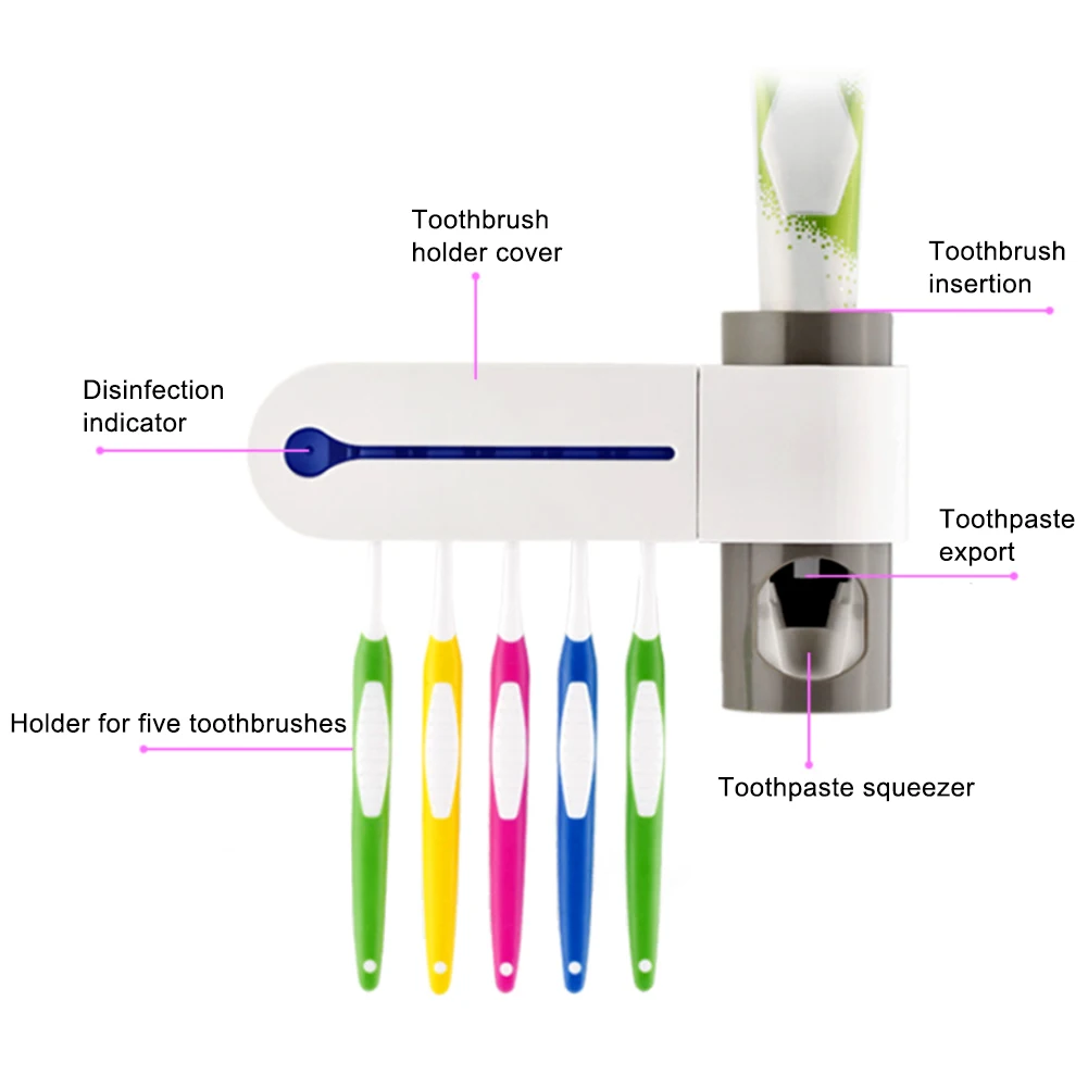 Ультрафиолетовый светильник стерилизатор зубной щетки диспенсер для зубной пасты Органайзер держатель для ухода за полостью рта