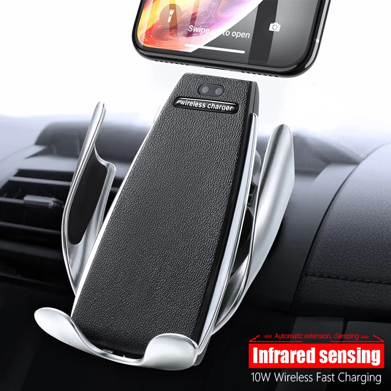 Qi Car Wireless Charger Infrared Sensor Automatic Clamping Fast Charging Holder for iPhone X Xs Max 8 Samsung S8 Note 8 9