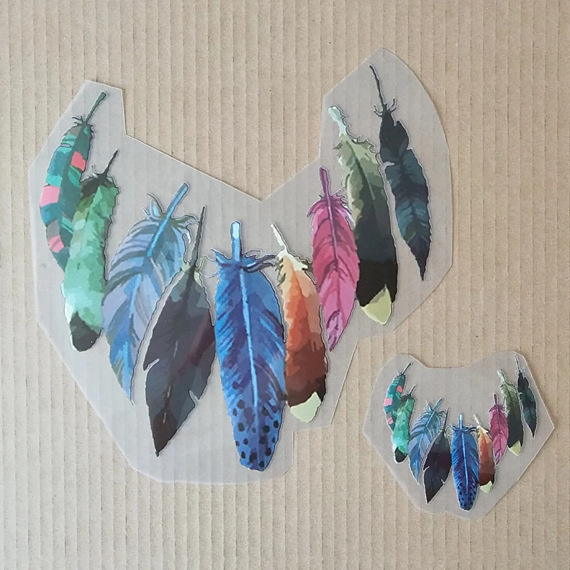 

Free Shipping Patches Iron On Transfer Stickers Heat Transfers Patch For Clothing T-shirt DIY Fabric Applique Beautiful feather