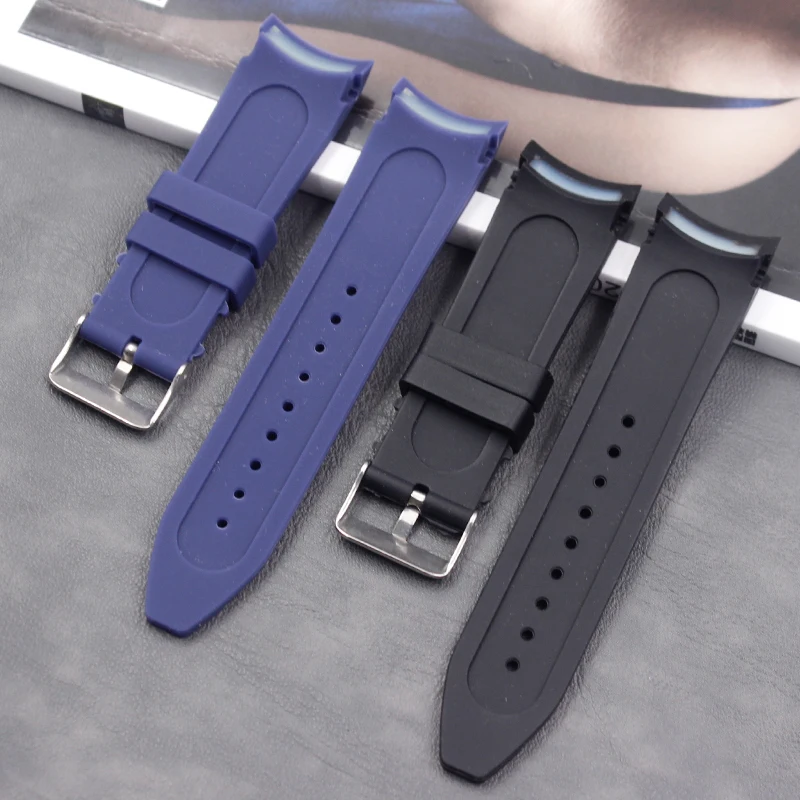 Silicone strap men's 24mm ladies sports and leisure waterproof natural rubber curved strap accessories pin buckle