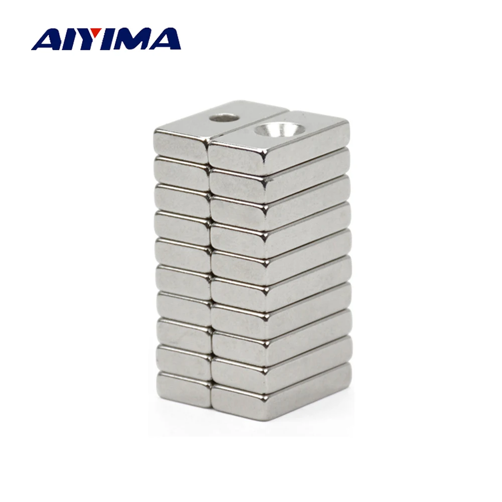 20pcs N35 20x10x4mm Hole 4mm Rectangular Rare Earth Neodymium