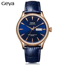 Geya Men’s watch Quartz Watches Man Top Brand luxury Waterproof Leather Blue Gold Business Wrist Watch for Men Saat Erkekler