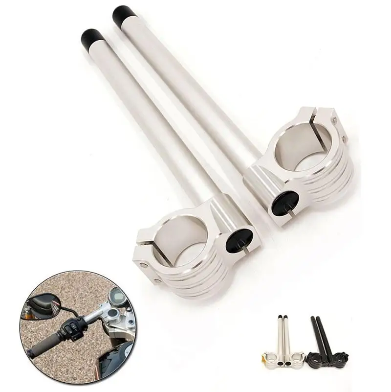 

2Pcs Motorcycle Motorbike CNC Fork Clip-ons Handle Bars Riser Regular Handlebar