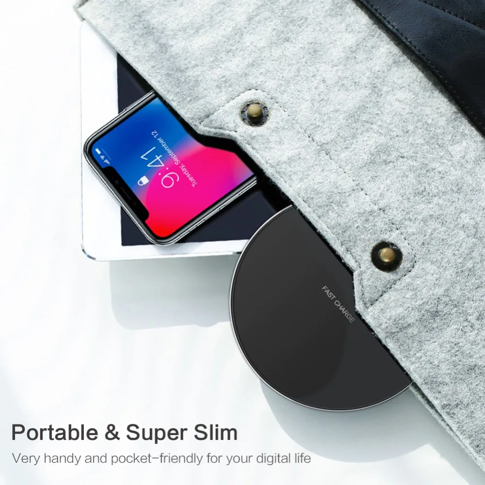FDGAO QI 10W Quick Wireless Charger For iPhone XS Max XR X 8 QC 3.0 Fast Charging For Samsung S10 S9 S8 Note 9 USB Charger Pad