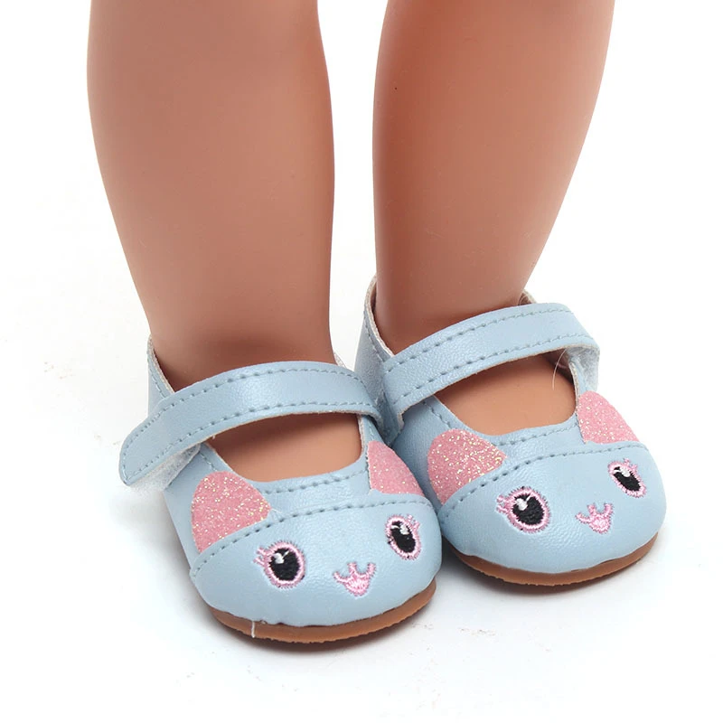 7 см мини кукольная обувь мультяшная обувь для кошек 43 см игрушка новорожденная кукла и 45 см американские кукольные аксессуары детские игрушки куклы - Цвет: Синий