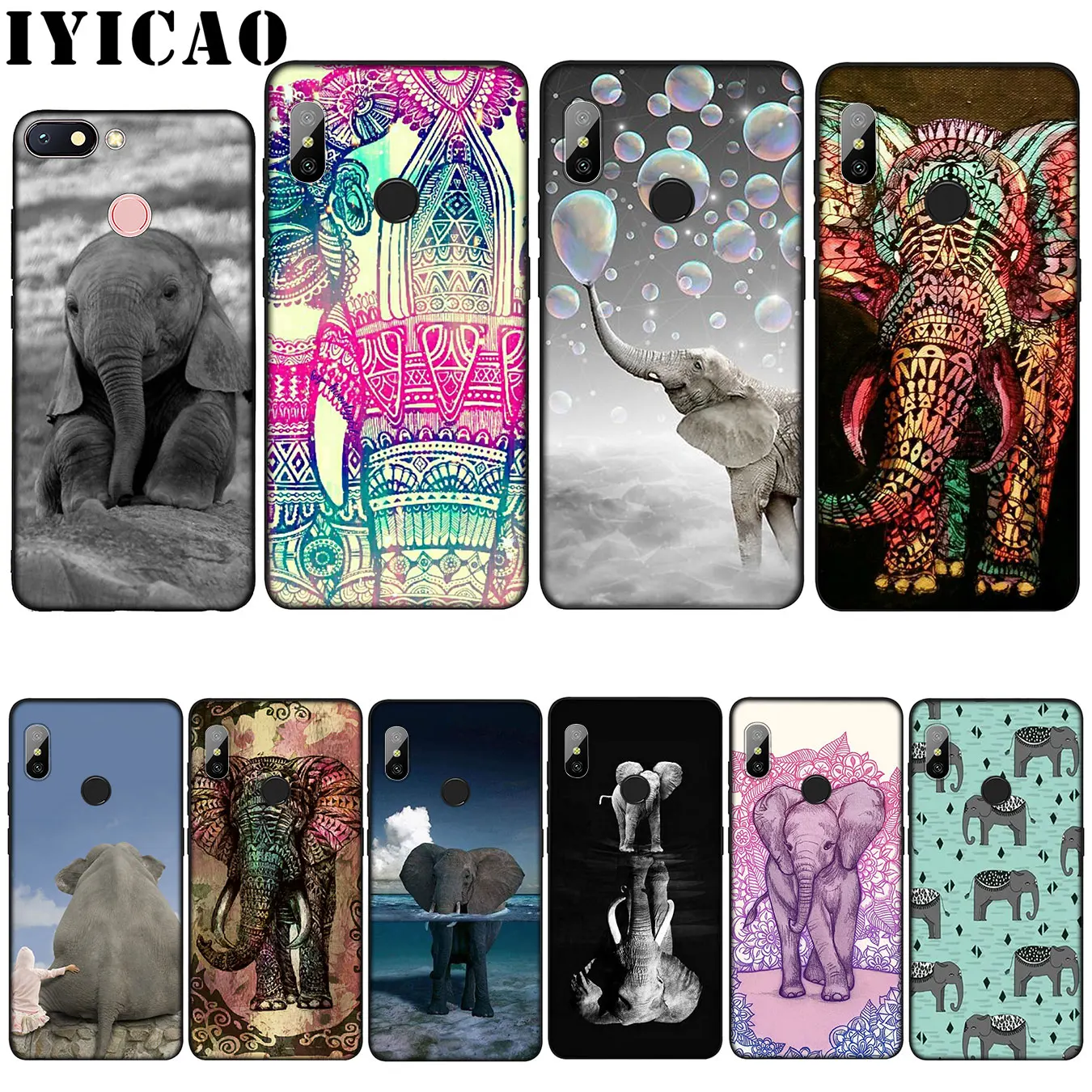 

IYICAO Animal Baby Elephant Transparent Soft Silicone Case for Xiaomi Mi 9 8 A2 Lite A1 6 pocophone f1 MAX 3 mi9 mi8 mia2