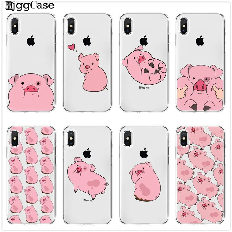 Забавный мультяшный чехол со Свинкой для iPhone 11 Pro XS MAX X XR 8 Plus 7 6 6S 5 5S SE Прозрачный
