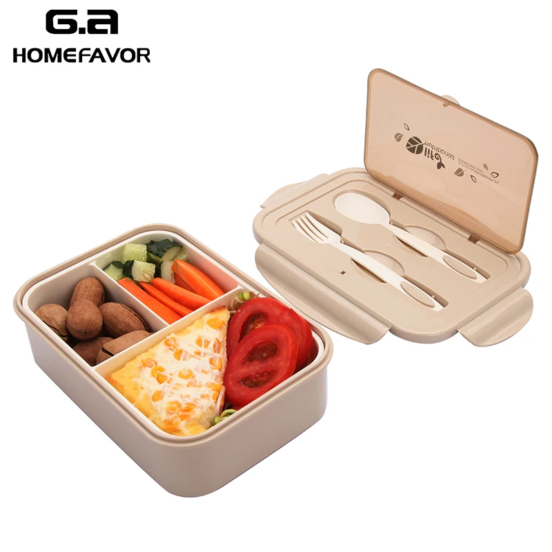 

PP Lunch Box For Kids 2 Pcs Container Microwave Leakproof Food Fruit Storage Bento Box With Spoon And Fork New