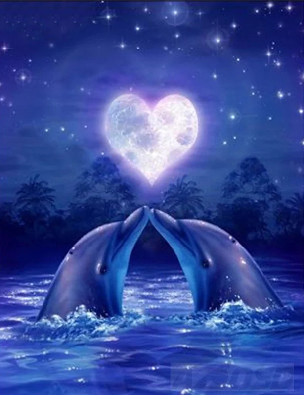 

5D DIY diamond painting love Dolphin cross stitch diamond painting pattern circular rhinestone home decoration