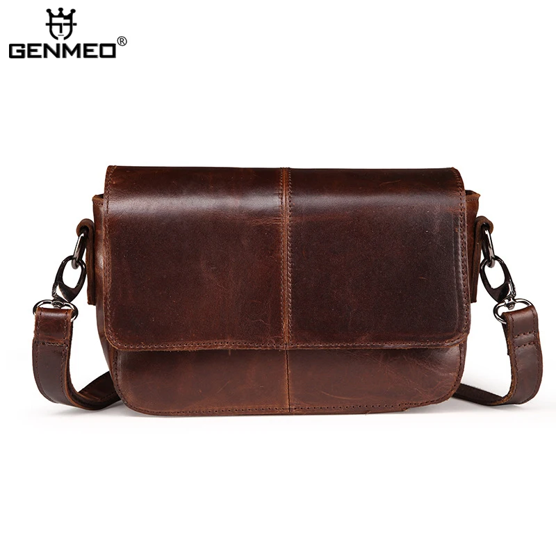 

New Arrival Vintage Genuine Leather Shoulder Bag 2016 Cow Leather Handbags Retro Messenger Bag Brown Color Flap Tote Bags