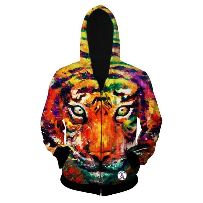 Fashion tiger hooded shirts men printed 3d hoodies Casual graphic