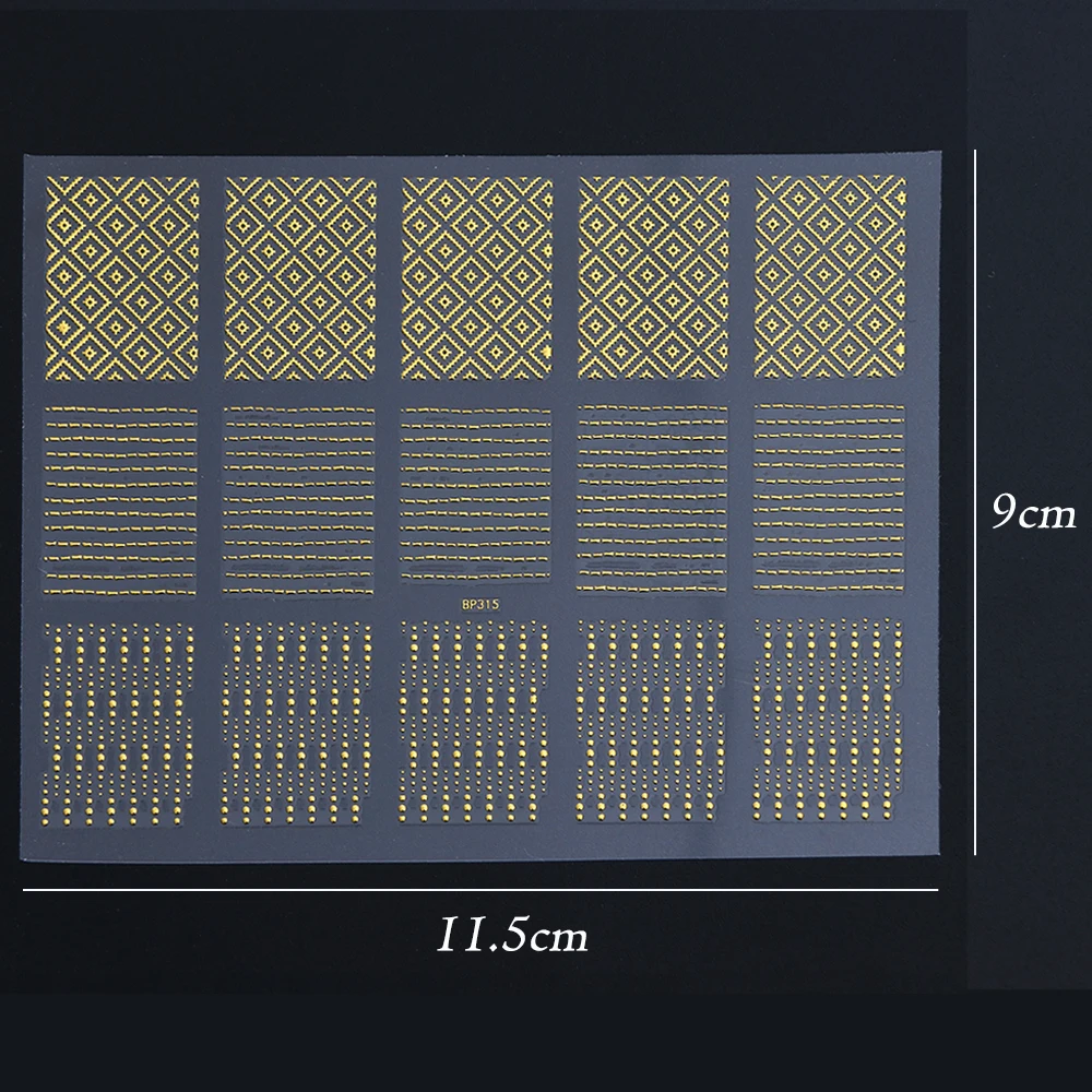 1 шт Горячая штамповка 3D наклейки для ногтей бронзовые Слайдеры для ногтей золотые наклейки деформация полосы линия волна Маникюр украшения BEBP301-316