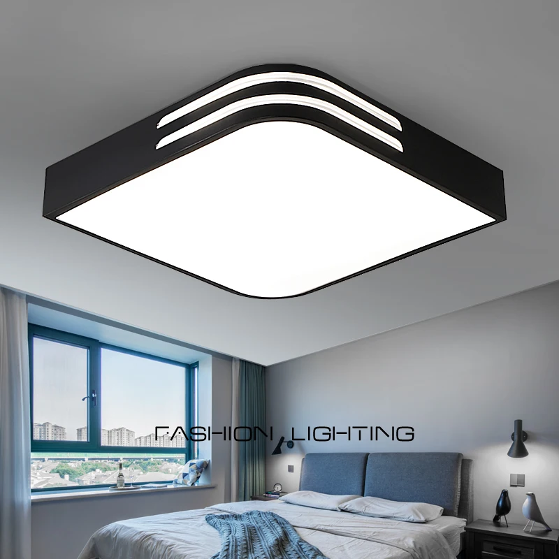 

Acrylic square LED Ceiling Lights for Living room Bedroom Kitchen luminaire black/white colour fixtures Remote control lamp