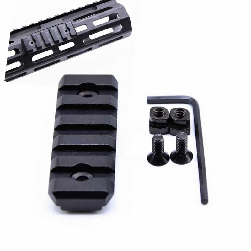

5 Slot Ultrathin MLOK Rail Section AR15 M4 M16 M-lok Handguard 20mm Picatinny Rail Adapter Tactical Rail Base