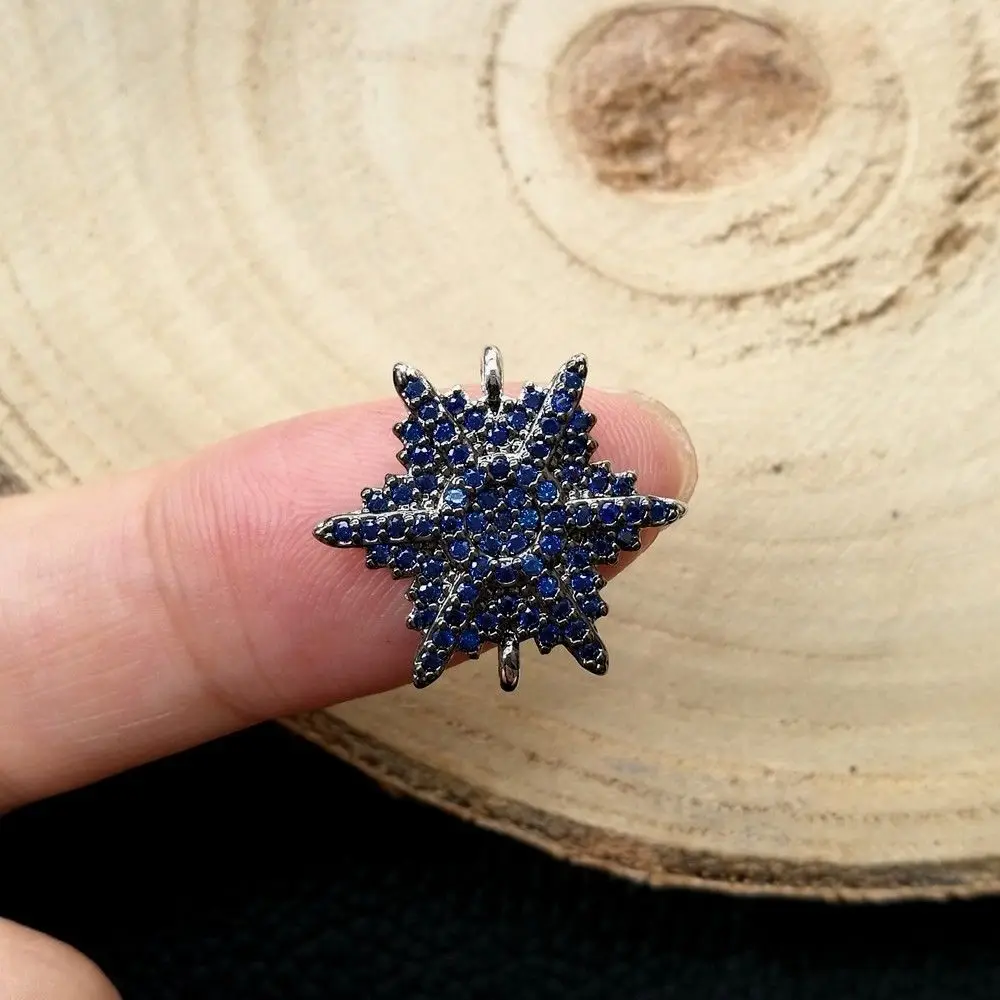 cobalt CN065 1 шт. 18 мм CZ Micro Pave смешанный цвет Снежинка ювелирные изделия Шарм Разъем - Цвет: cobalt
