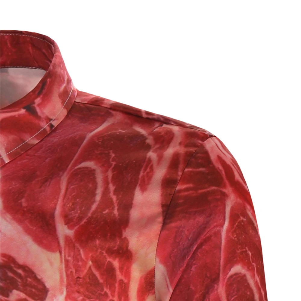 Летняя модная мужская креативная дизайнерская рубашка Облегающая рубашка с длинными рукавами модная мужская одежда мужские 3D мясные рубашки