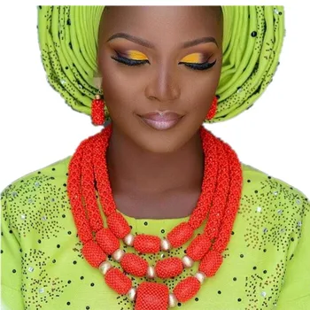 

Wedding Jewelry Sets Red Bridal African Necklace Balls Braid Party Nigeria Jewelry Beads Big Dubai Necklace Sets For Women 2018