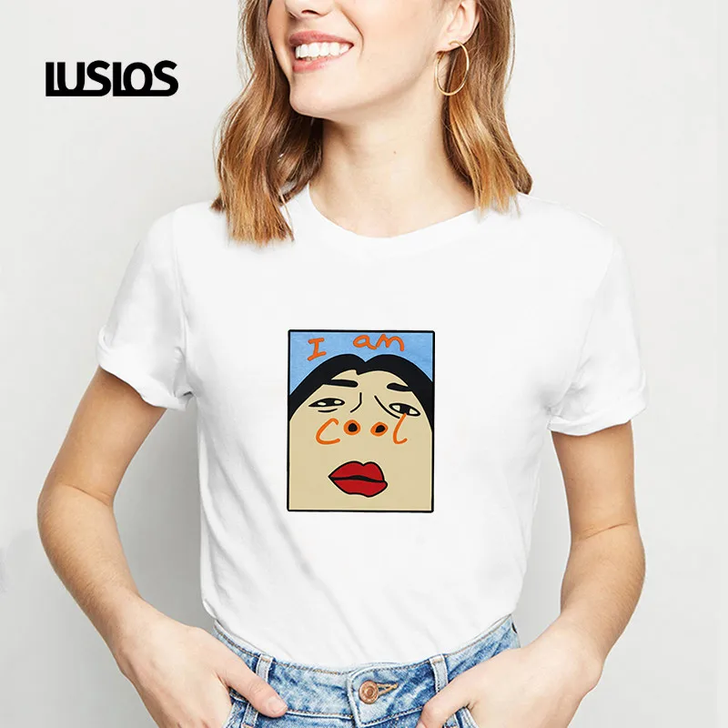 LUSLOS модная популярная футболка для женщин минималистская сексуальная девушка с