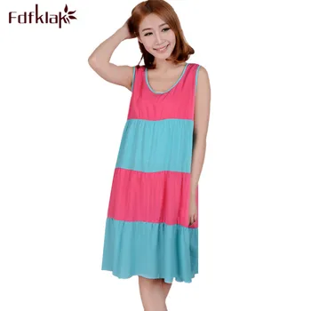 

Women nightgowns sleeveless cotton summer night dress patchwork loose nightshirt ladies sleepwear nightdress nuisette 12 style