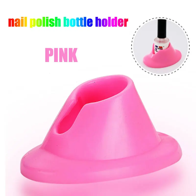 

Pink Nail Polish Bottle Rubber Nail Art Tips Polish Holder Stand Tool Fashion