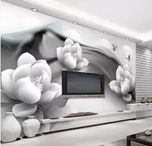 High quality custom 3d curtain fabric Black and white ink lotus butterfly simple 3d TV background wall High quality custom 3d curtain fabric Black and white ink lotus butterfly simple 3d TV background wall